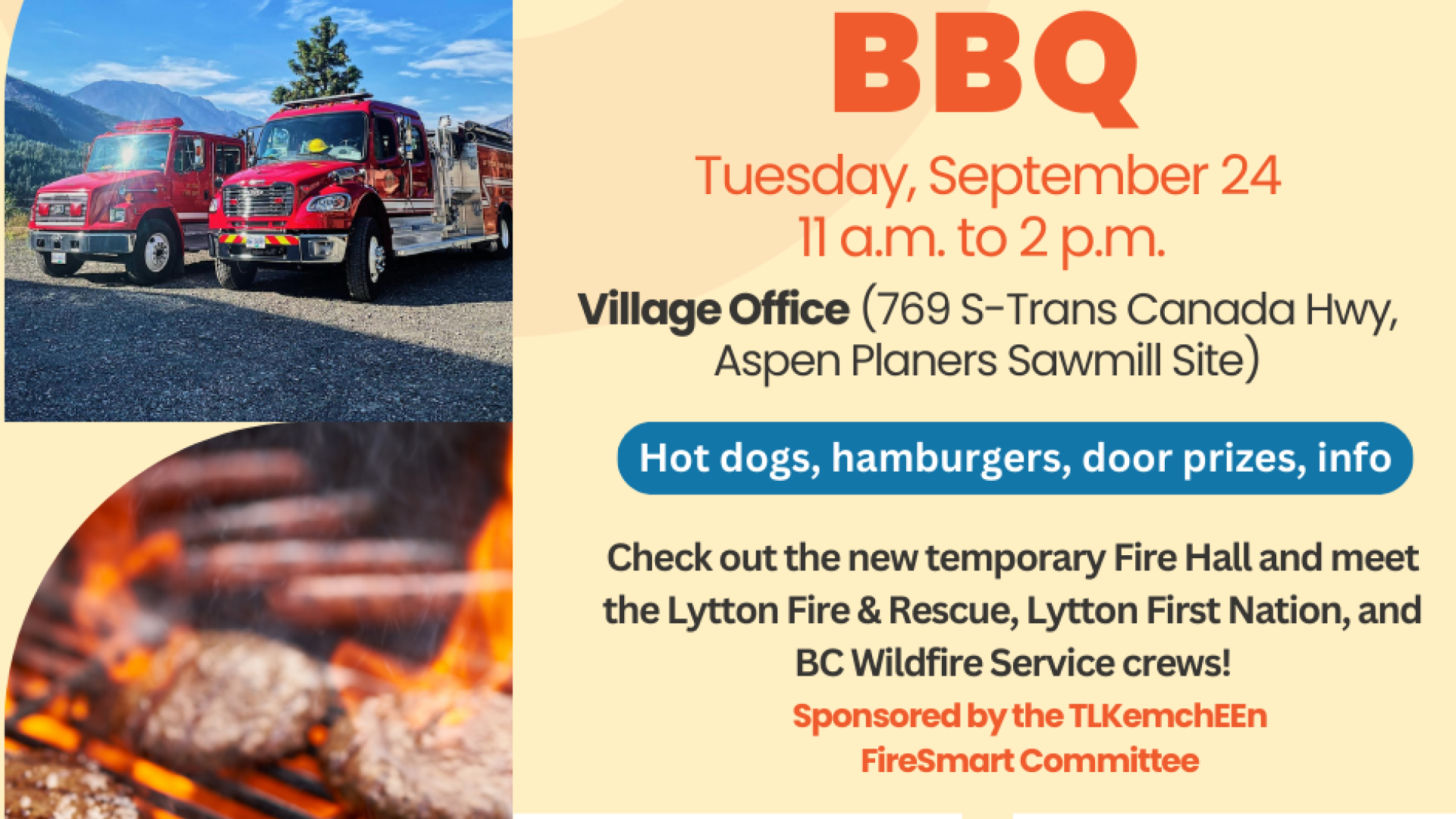 Poster for Temporary Fire Hall opening celebration barbeque