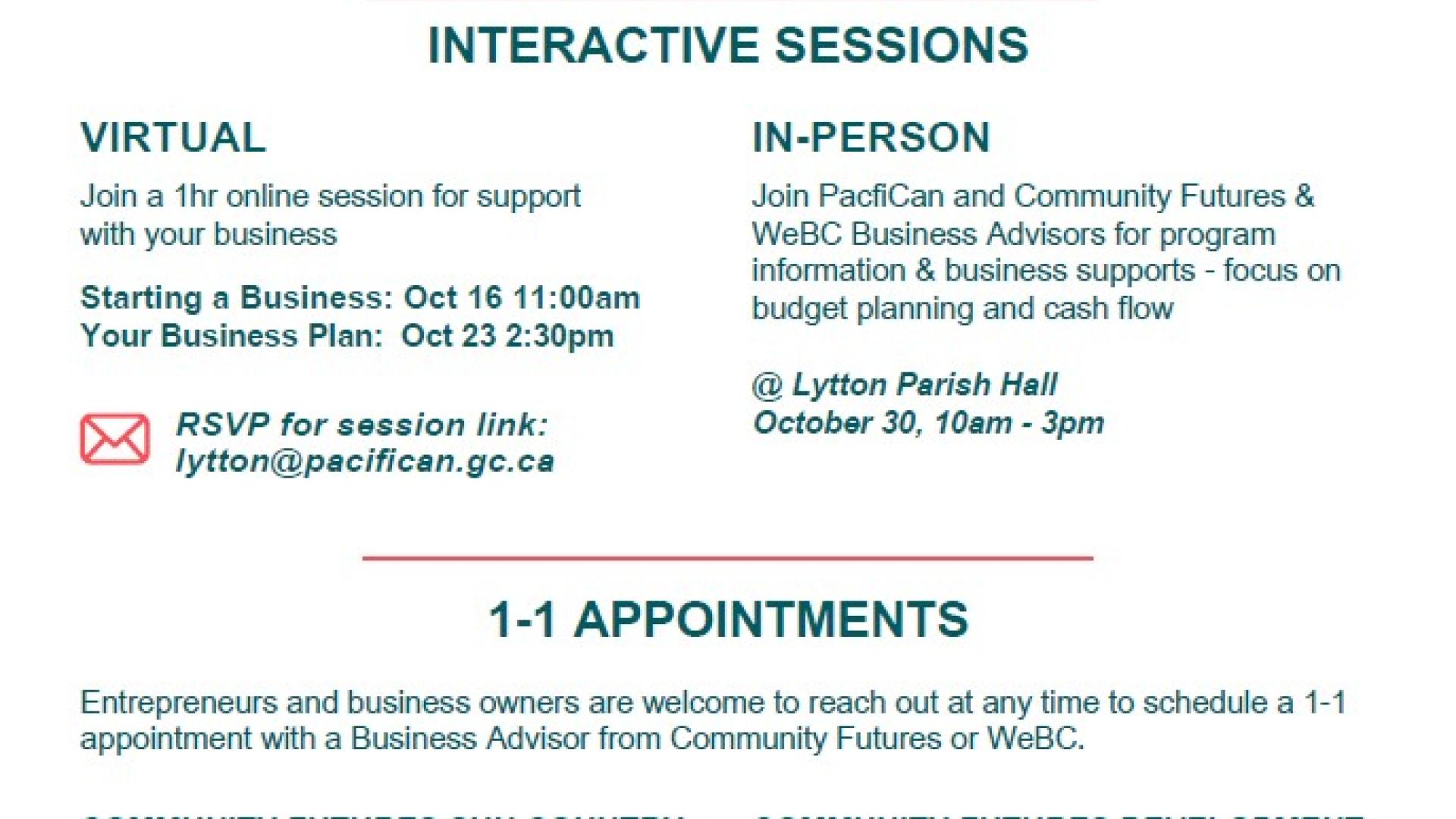 PacifiCan October 2024 business workshops poster