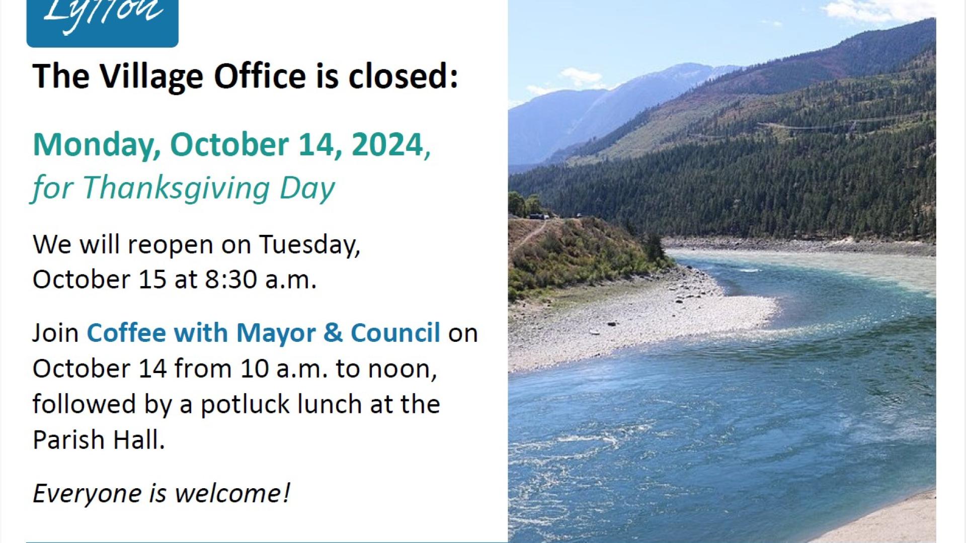 Village Office closure Thanksgiving 2024 poster