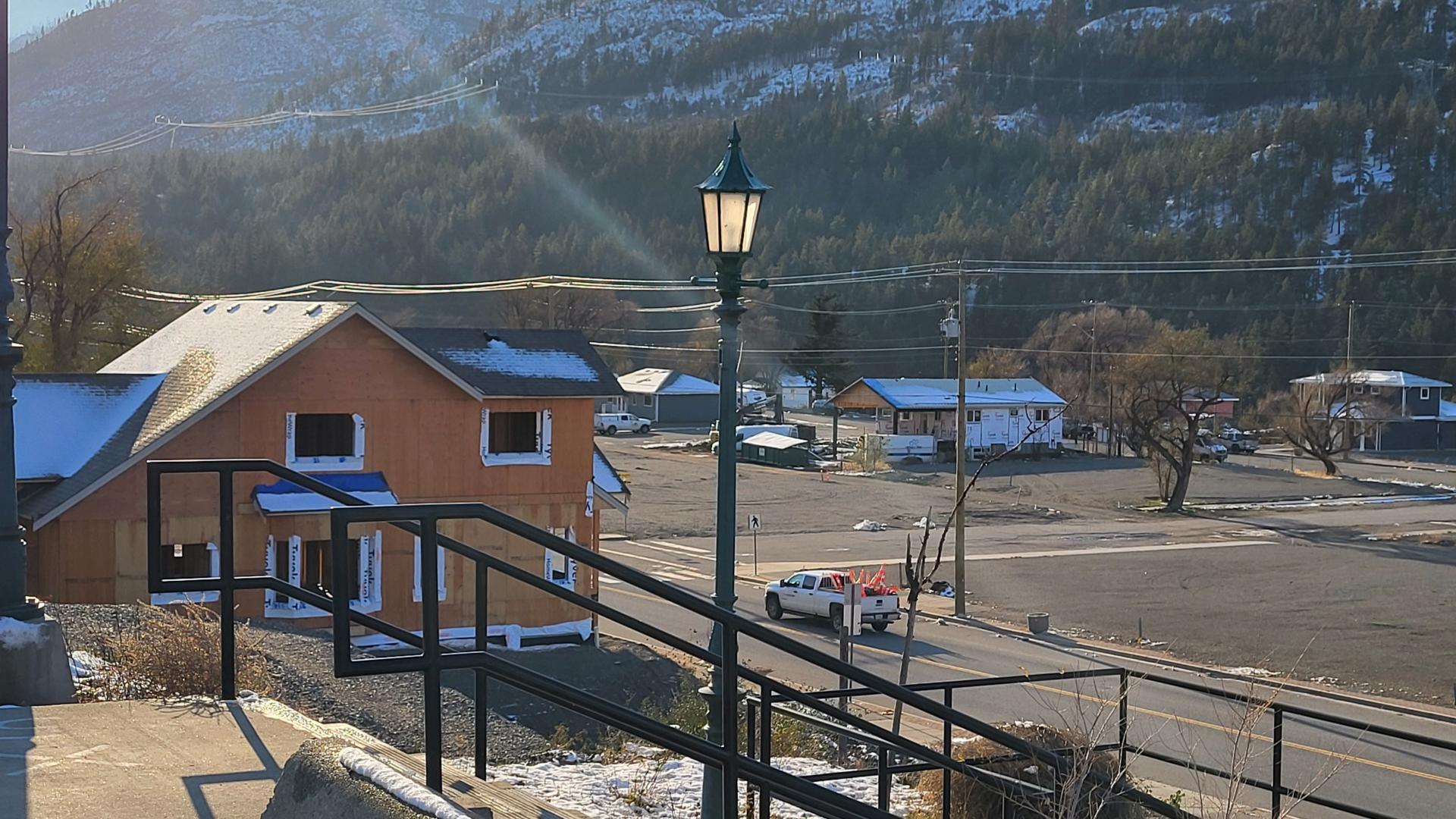 Lytton rebuilding Village stairs and house under construction