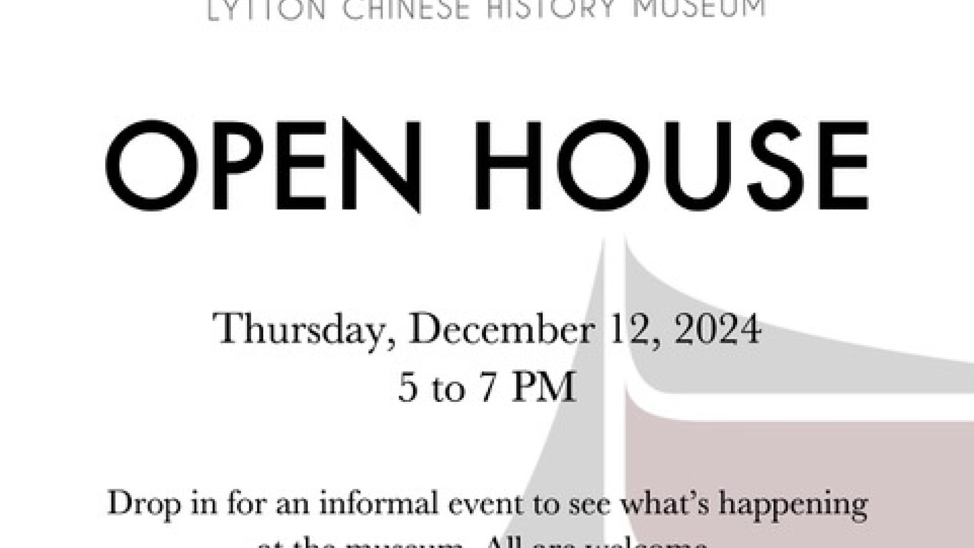Lytton Chinese History Museum Open House