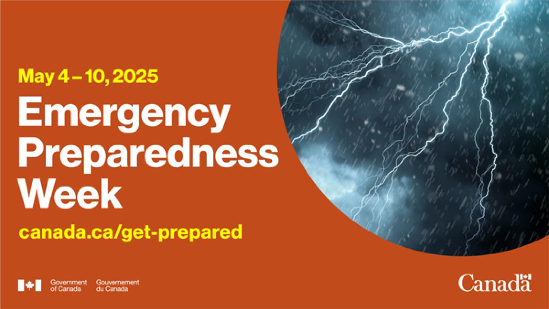 Emergency Preparedness Week 2025 banner with lightning