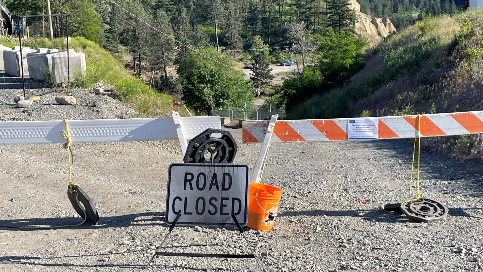 River Road closed sign