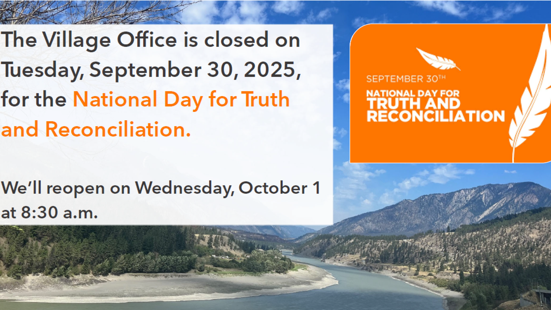 Village Office closure - National Day for Truth and Reconciliation 2025