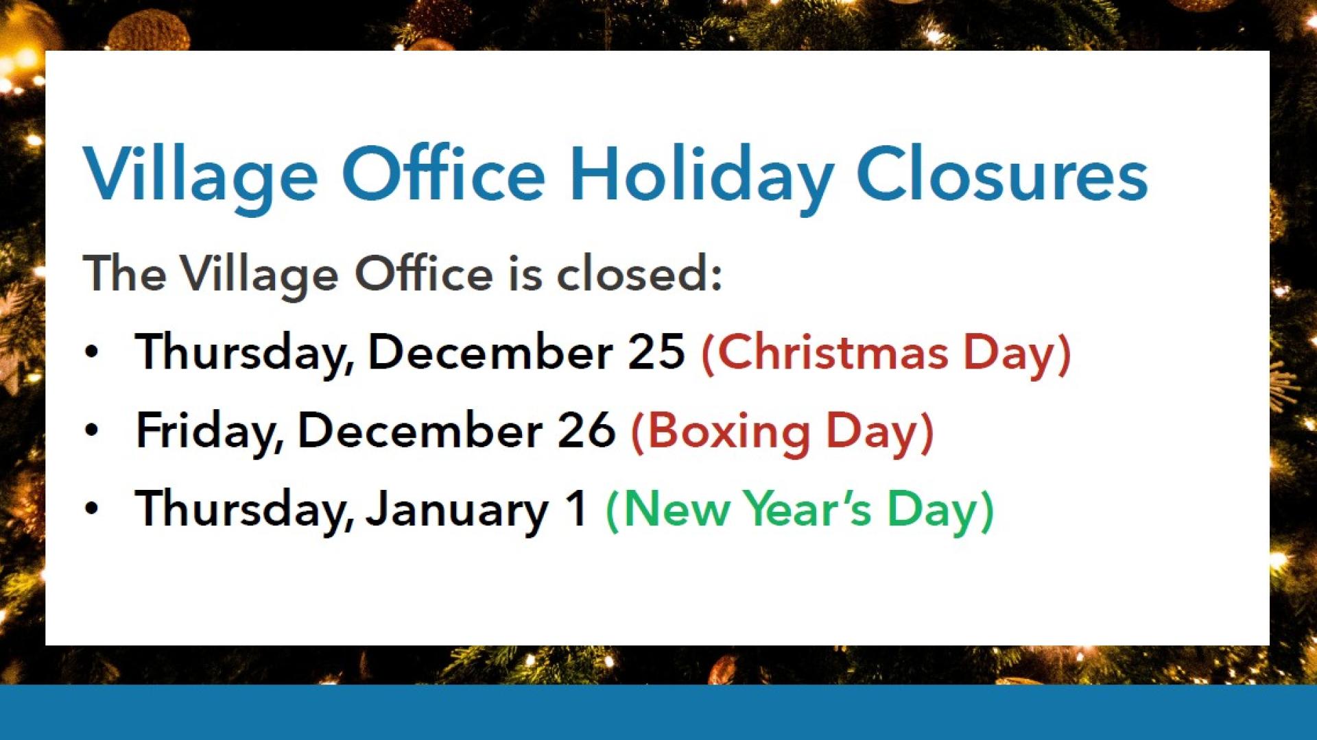 Christmas holiday closure slide 2025