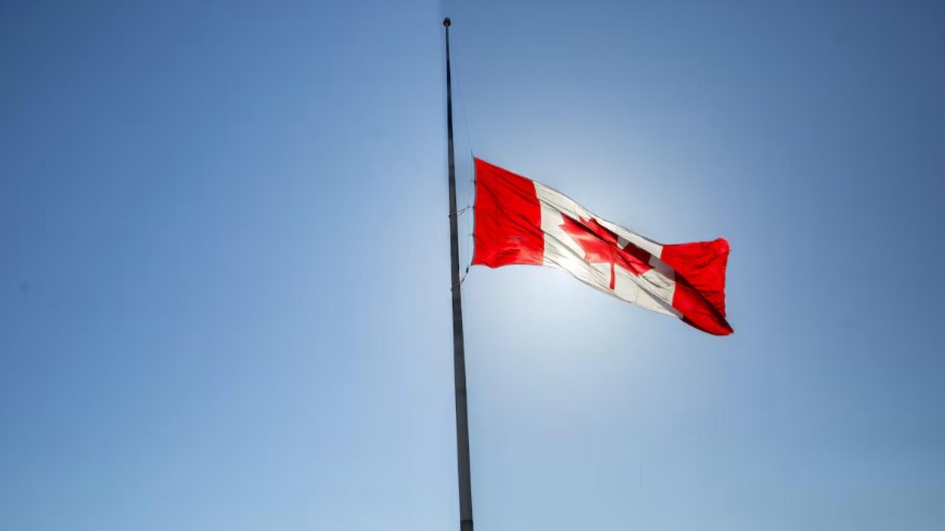 Canada flag at half mast