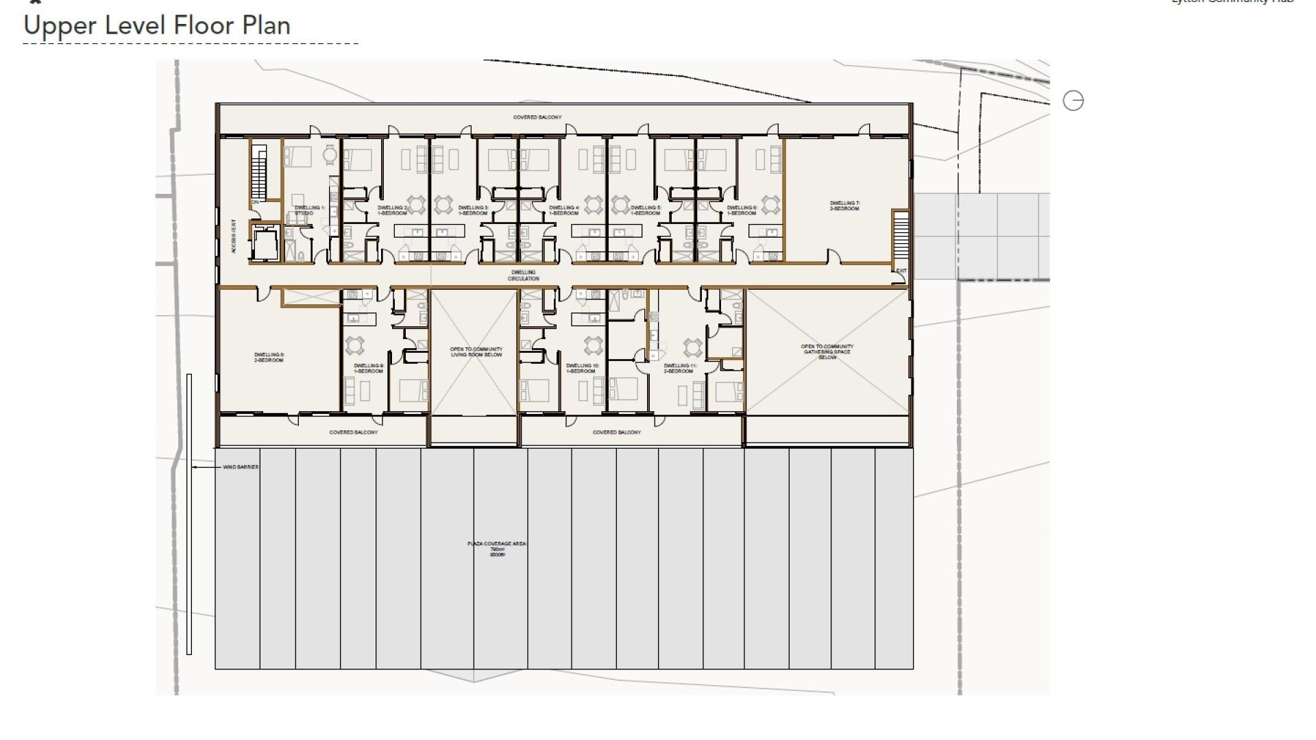 Community Hub schematic design upper floor plan