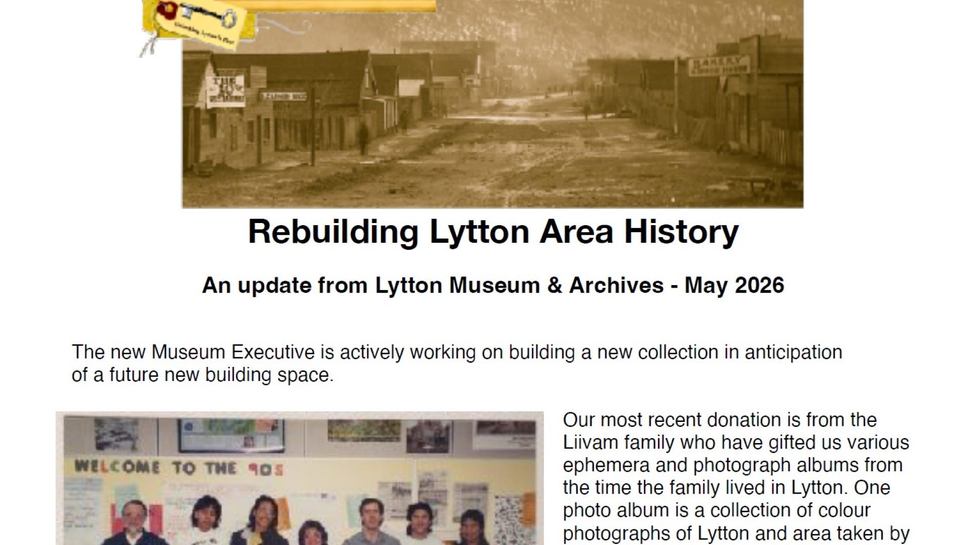 May 2026 Lytton Museum & Archives update