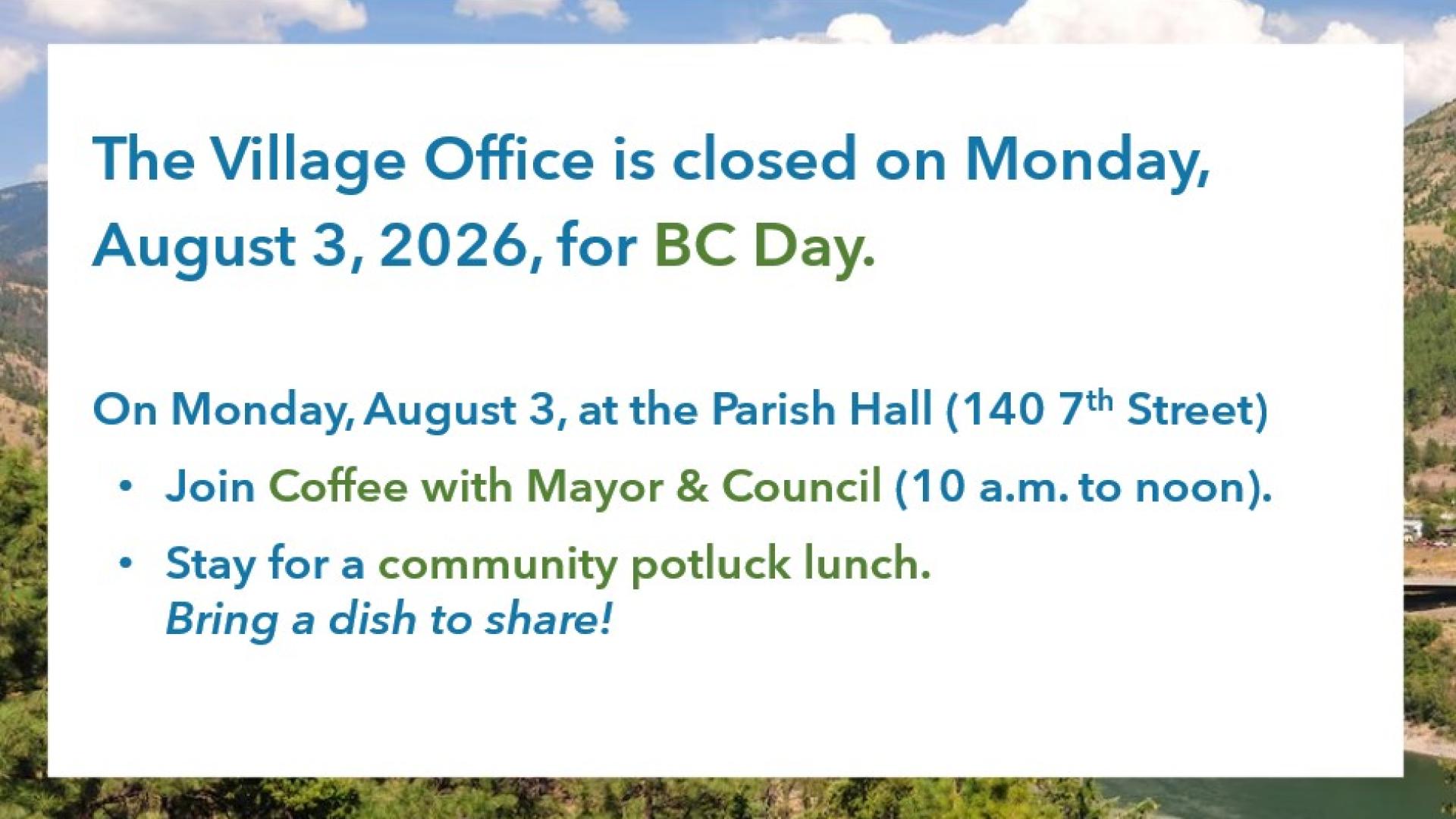BC Day holiday closure slide