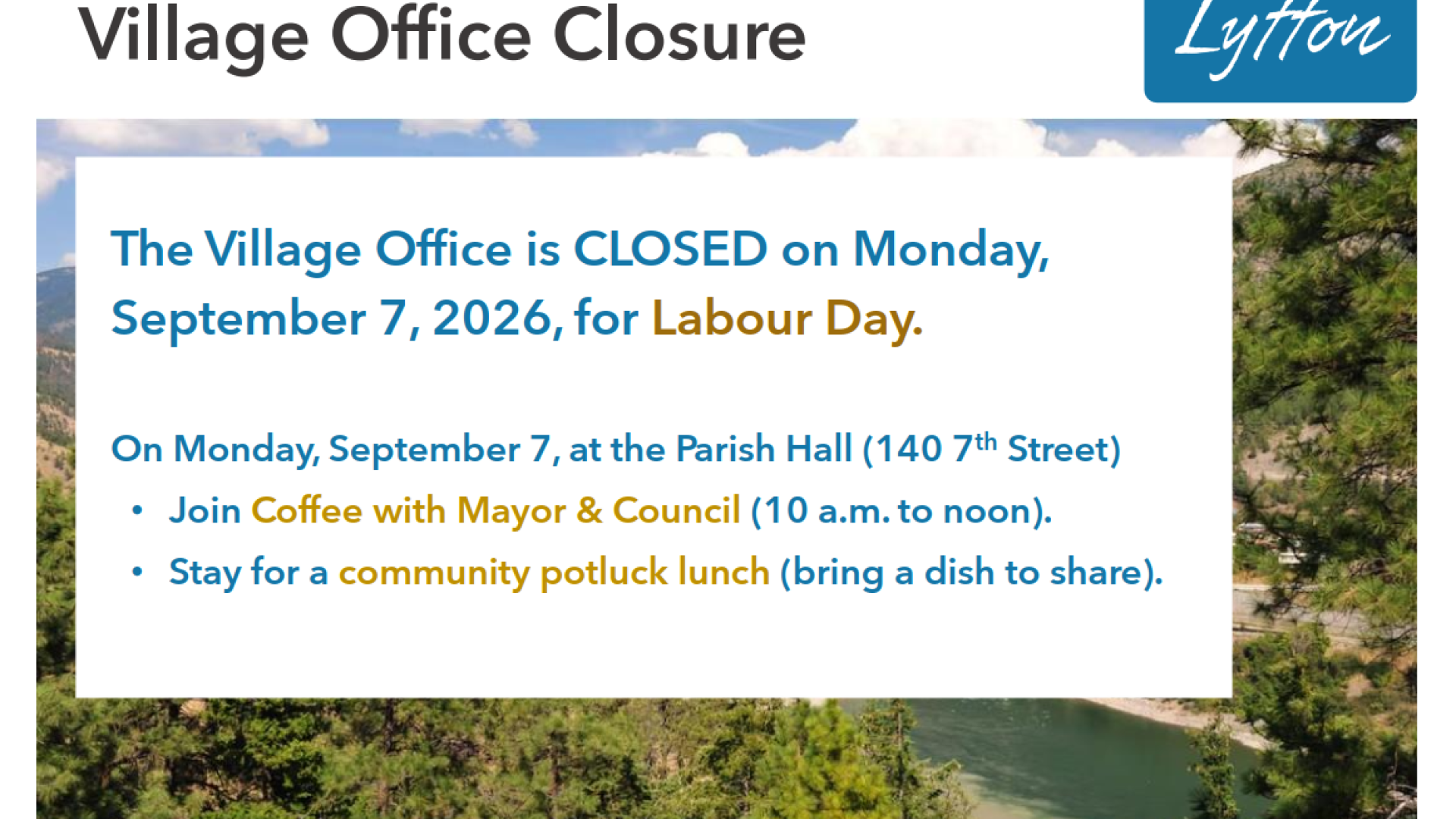 Labour day closure updated
