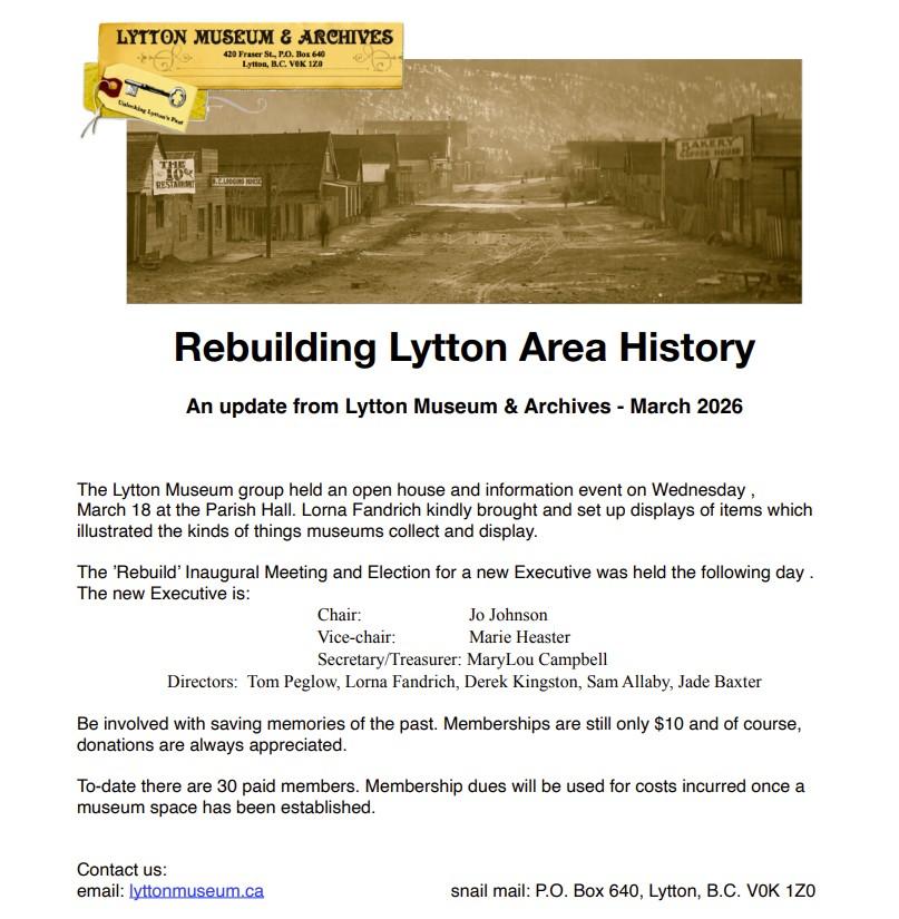 Lytton Museum & Archives March 2026