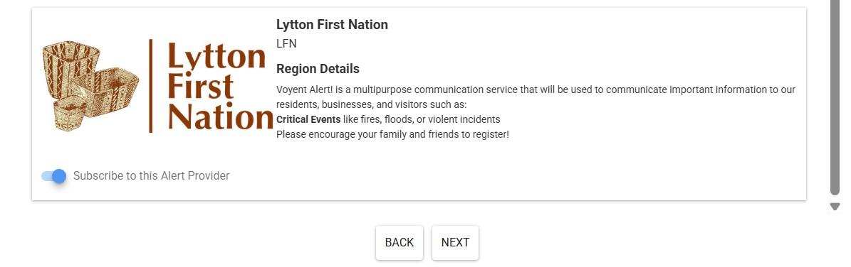 Voyant Alert registration choose regions 2