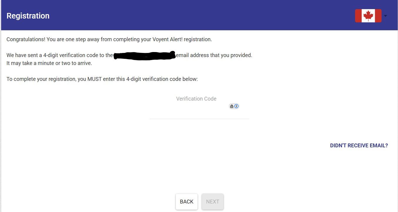 Voyant Alert registration confirm contact