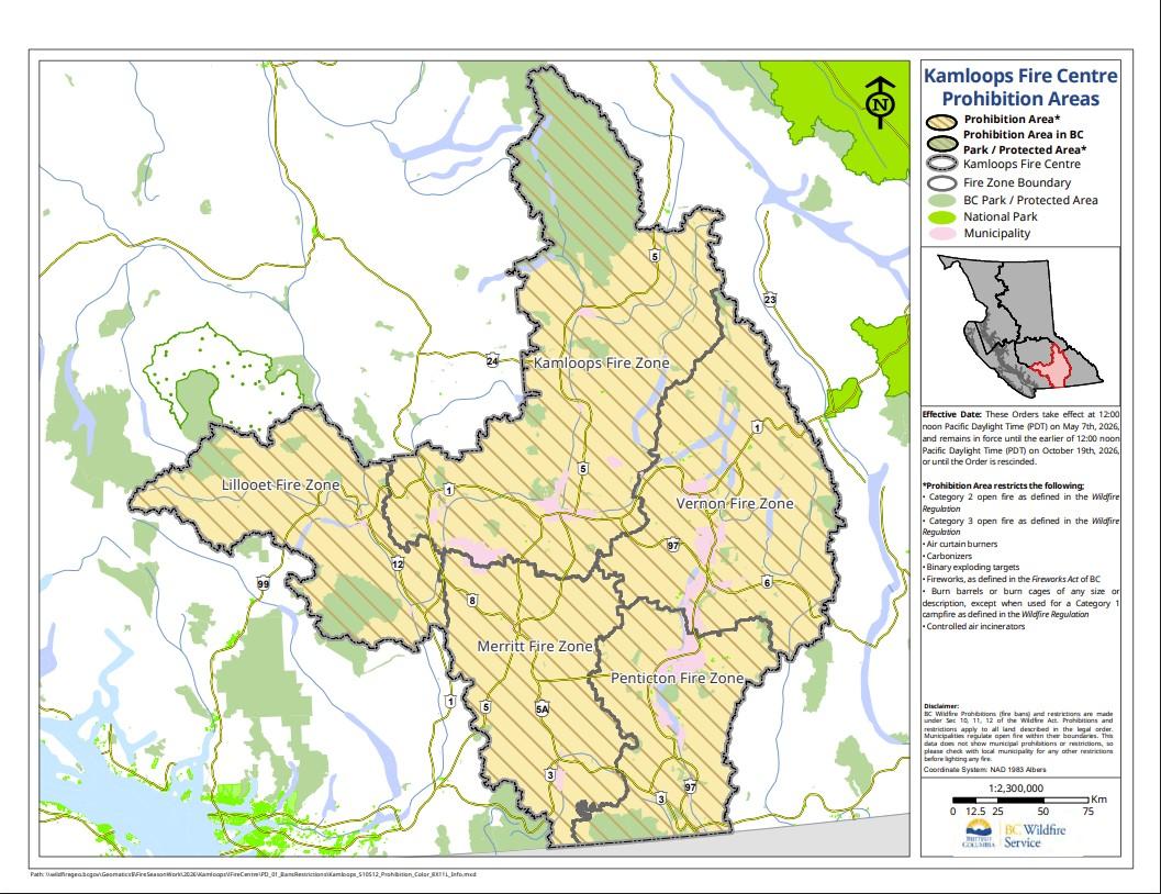 Kamloops Fire Centre prohibition area