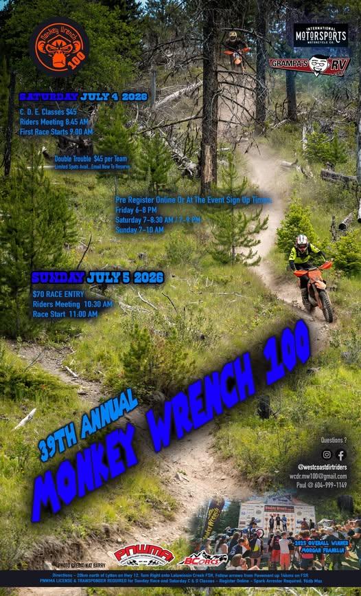 Monkey Wrench 100 2026 poster